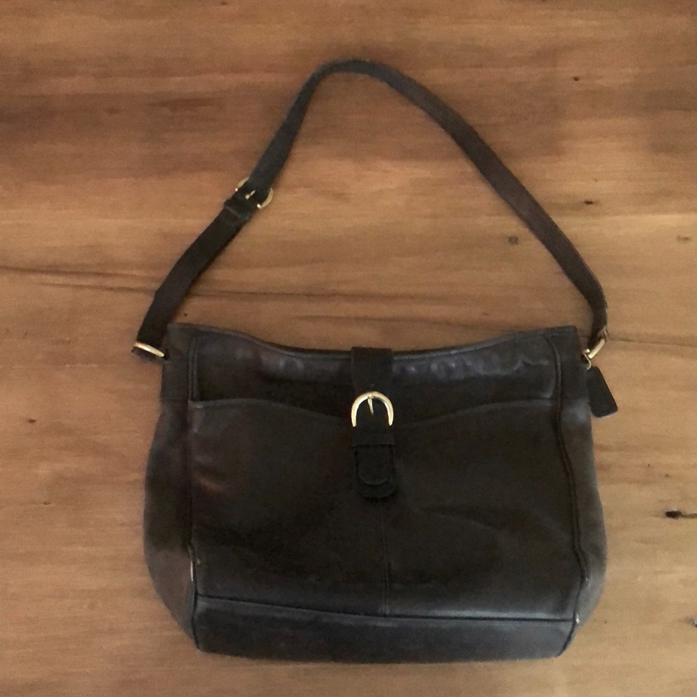 Vintage Black Leather Coach Bag